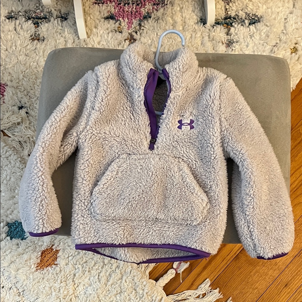 Under Armour Kids' Gray and Purple Sherpa Hoodie